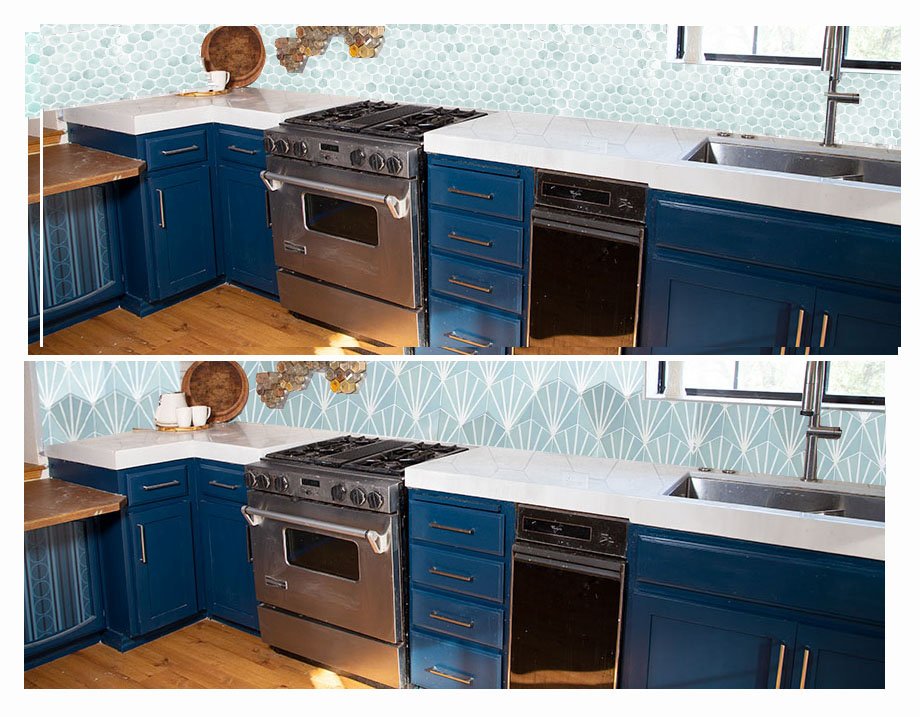 Backsplashes in small and large hexagons to help you choose a backsplash.
